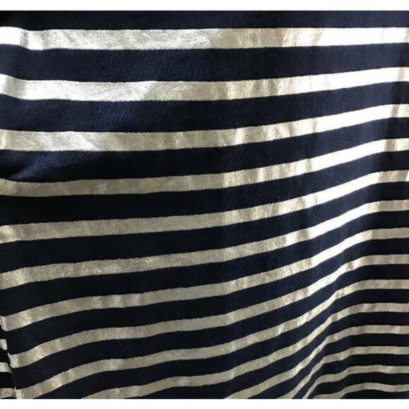 J CREW Top Small 4 6 Black Silver Stripe Pullover Scoop Neck 3/4 Sleeve 1249 - Picture 4 of 7